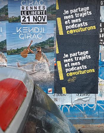 Affiche sur le covoiturage rue de Nantes à Rennes