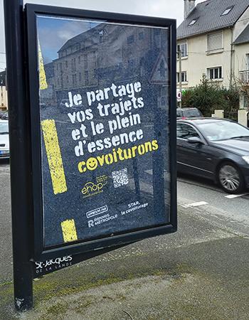 Affichage covoiturage sur Rennes Métropole