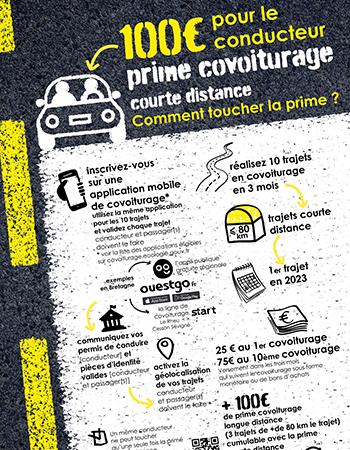 La prime de covoiturage courte distance de 100 euros