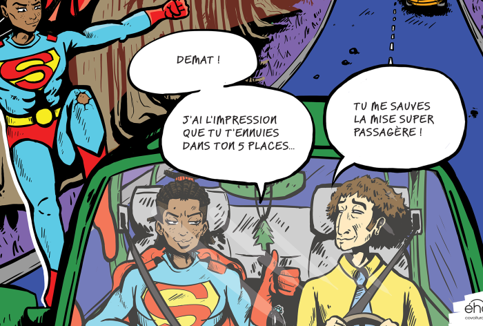 Super Passagère vient sauver la mise d'un conducteur bien seul dans sa voiture